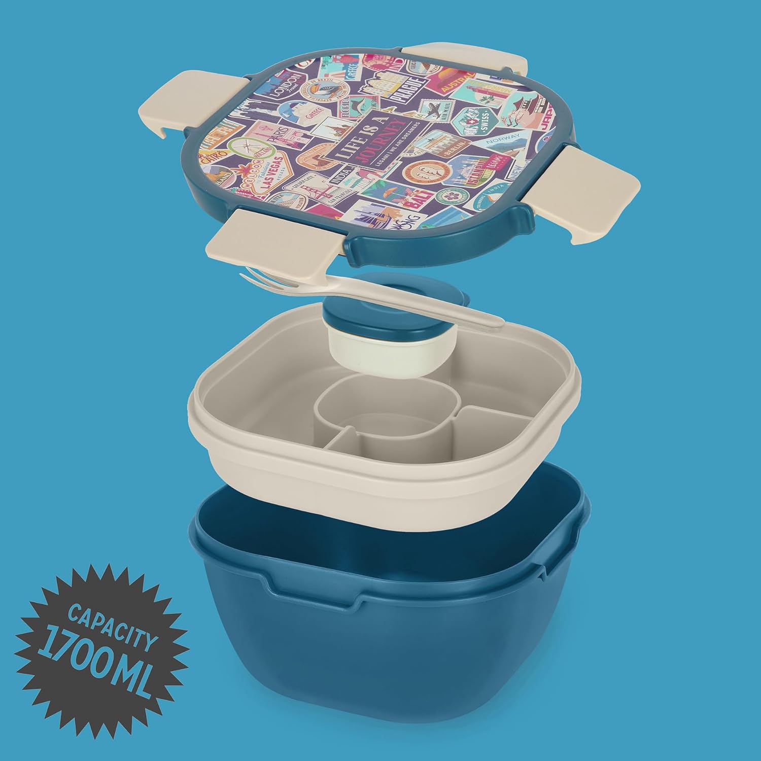 Lunch Box - Travel - Stickers - 1700 Ml