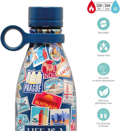 Legami - Hot & Cold Thermal Bottle, Sushi Cat, 800 ml, Airtight, 12 Hours Hot Drinks 24 Hours Cold, Removable Silicone Handle, Stainless Steel, BPA Free