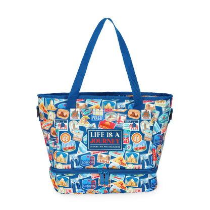 Legami - Insulated Lunch Bag, Travel Stickers, Insulated Lunch Bag, Large Lunch Bag, 10.8 litres, Adjustable Shoulder Strap, Shoulder Bag, 33 x 22 x 15 cm