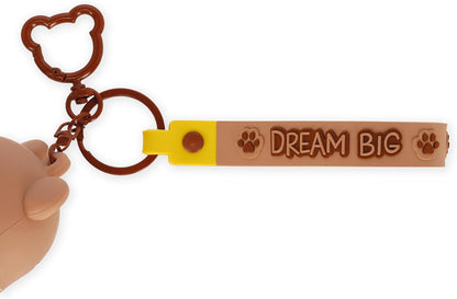 Legami - Kawaii Mini Kawaii Teddy Bear Keyring Coin Purse with Spiral Ring, Carabiner and Wrist Strap, Silicone, 5 x 12 x 5 cm