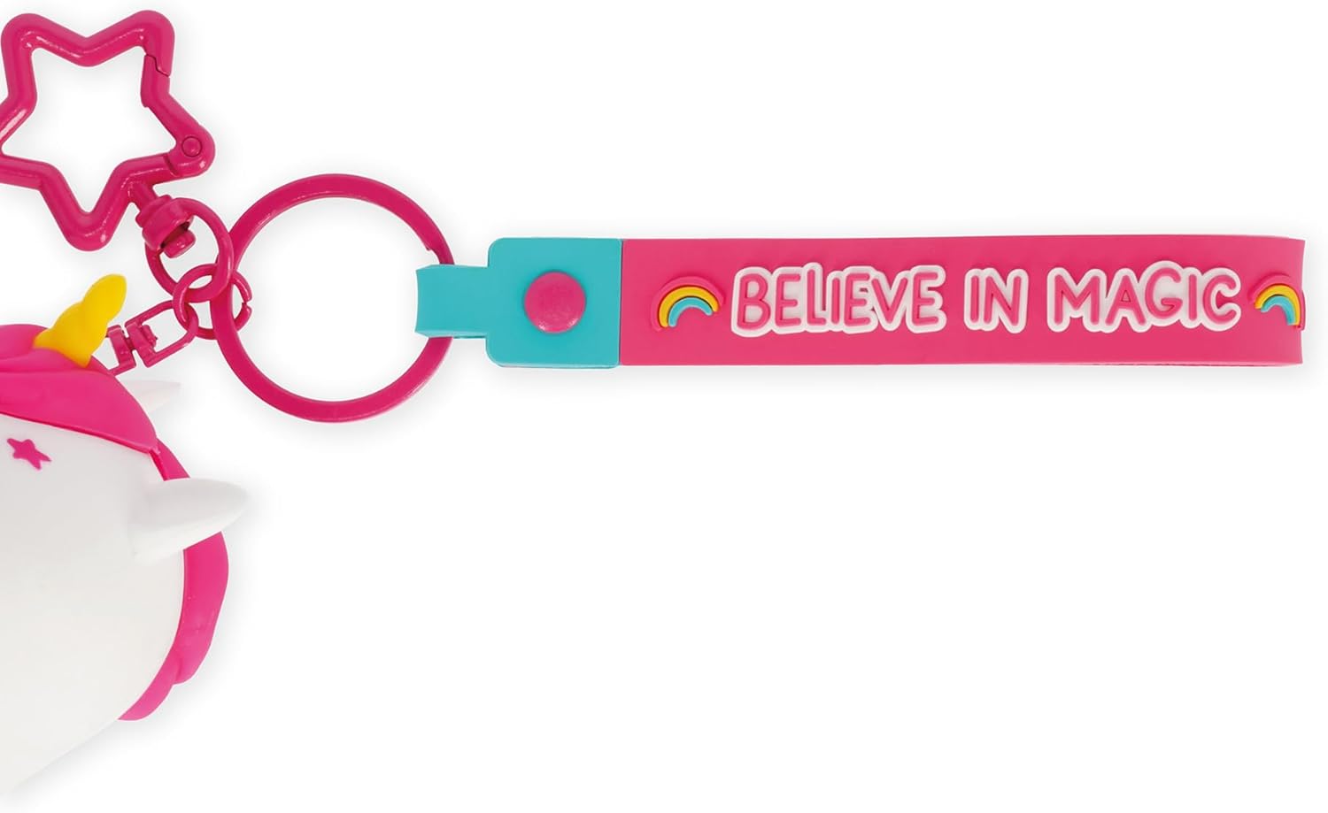 Legami - Mini Kawaii Unicorn Keyring Coin Purse with Spiral Ring, Carabiner and Wrist Strap, Silicone, 5 x 12 x 5 cm