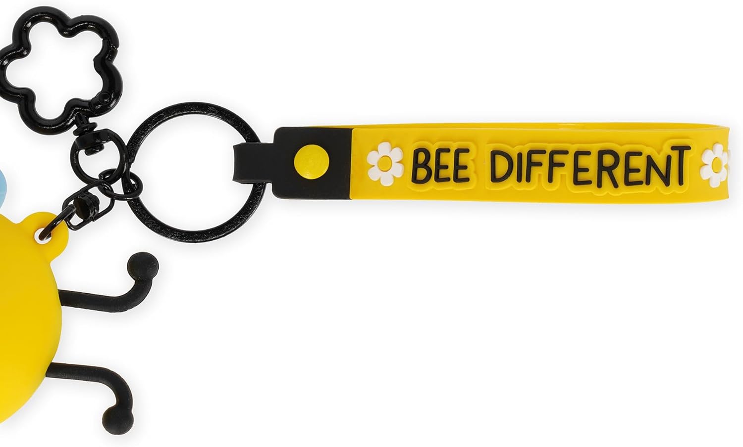 Legami - Mini Kawaii Bee Theme Coin Purse with Spiral Ring, Carabiner and Wrist Strap, Silicone, 5 x 12 x 5 cm