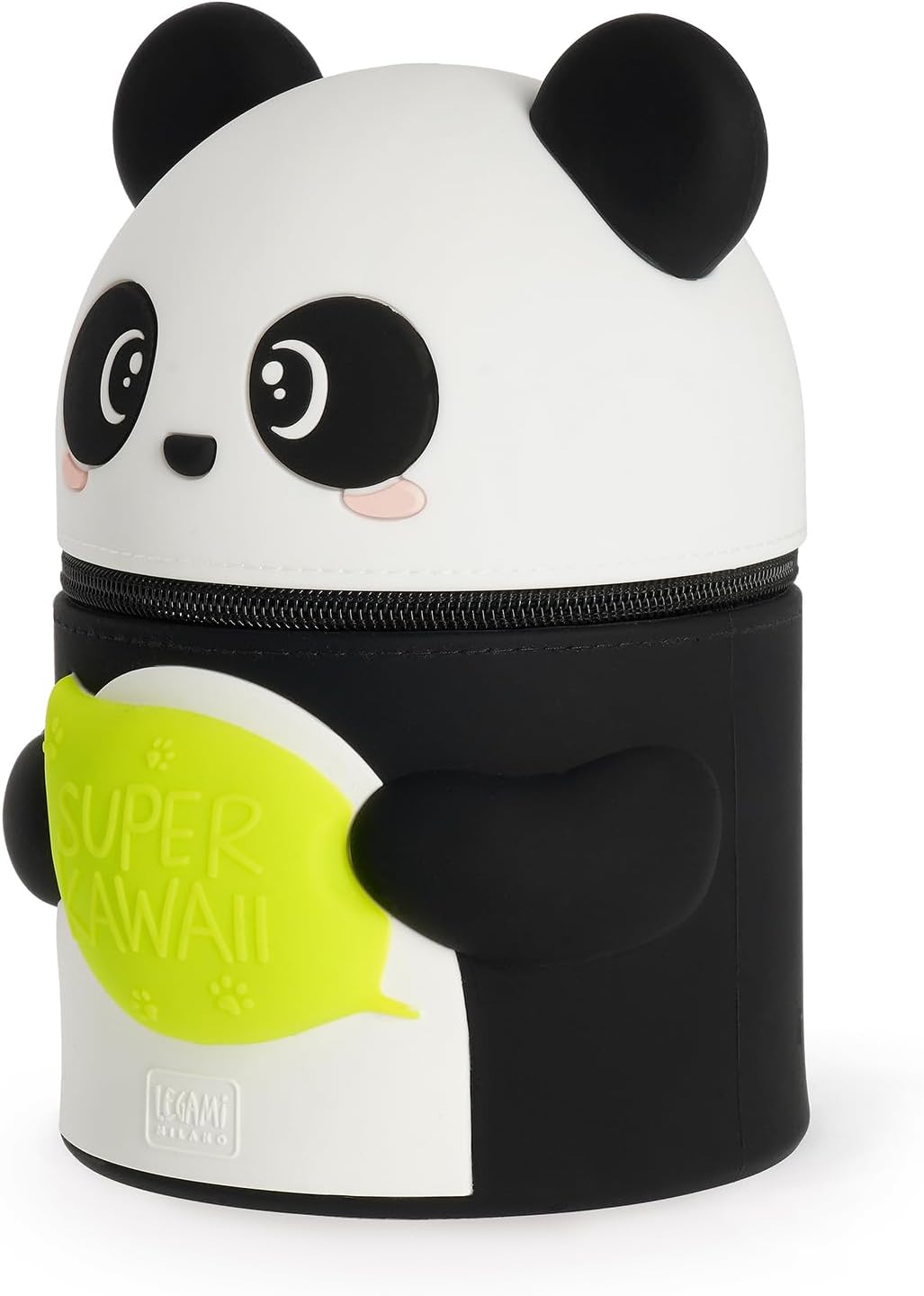 Legami - Super Kawaii Panda Pencil Case, Capacity, Holds up to 100 Erasable Pens, Soft Silicone, 13 x 19 x 13 cm