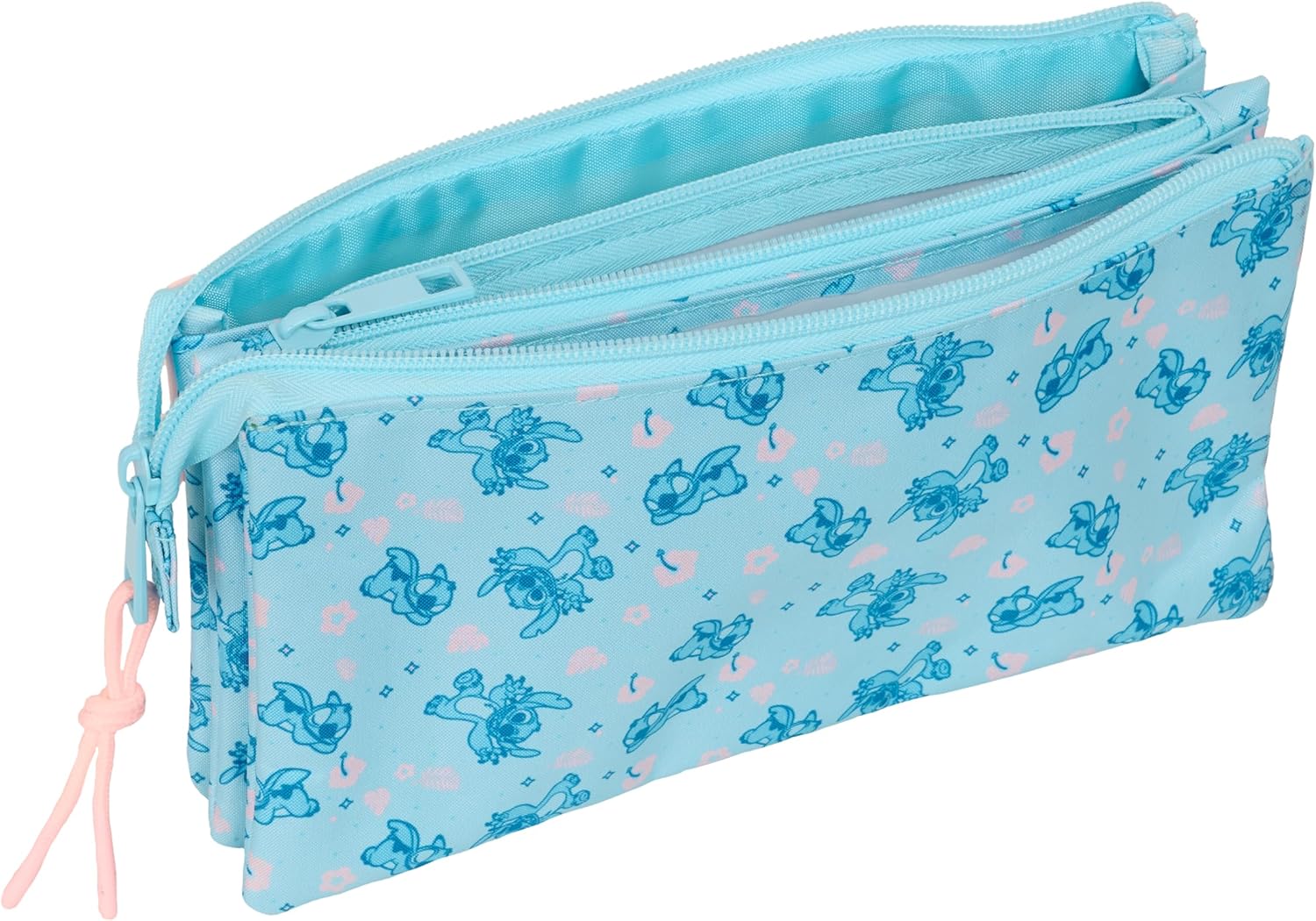 STITCH OHANA – Triple Pencil Case, Children's Pencil Case, Ideal for School Age Children, Comfortable and Versatile, Quality and Resistance, 22 x 3 x 12 cm