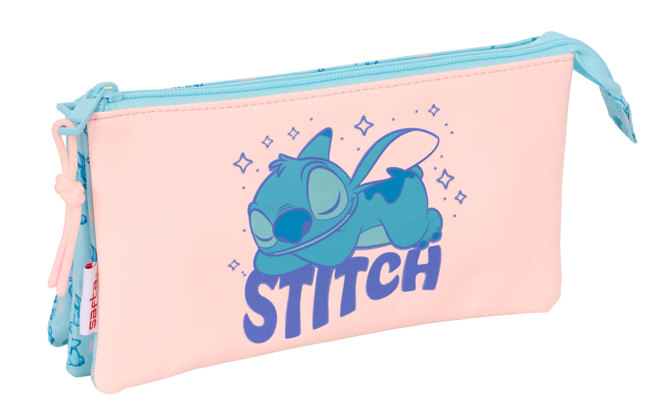 STITCH OHANA – Triple Pencil Case, Children's Pencil Case, Ideal for School Age Children, Comfortable and Versatile, Quality and Resistance, 22 x 3 x 12 cm