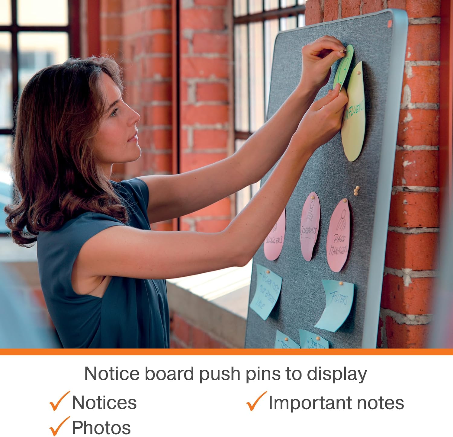 Nobo Wooden Push Pins for Notice Boards - Pack of 40, Reusable Storage Box, Ideal for Notes, Displays, and Reminders, 1915709