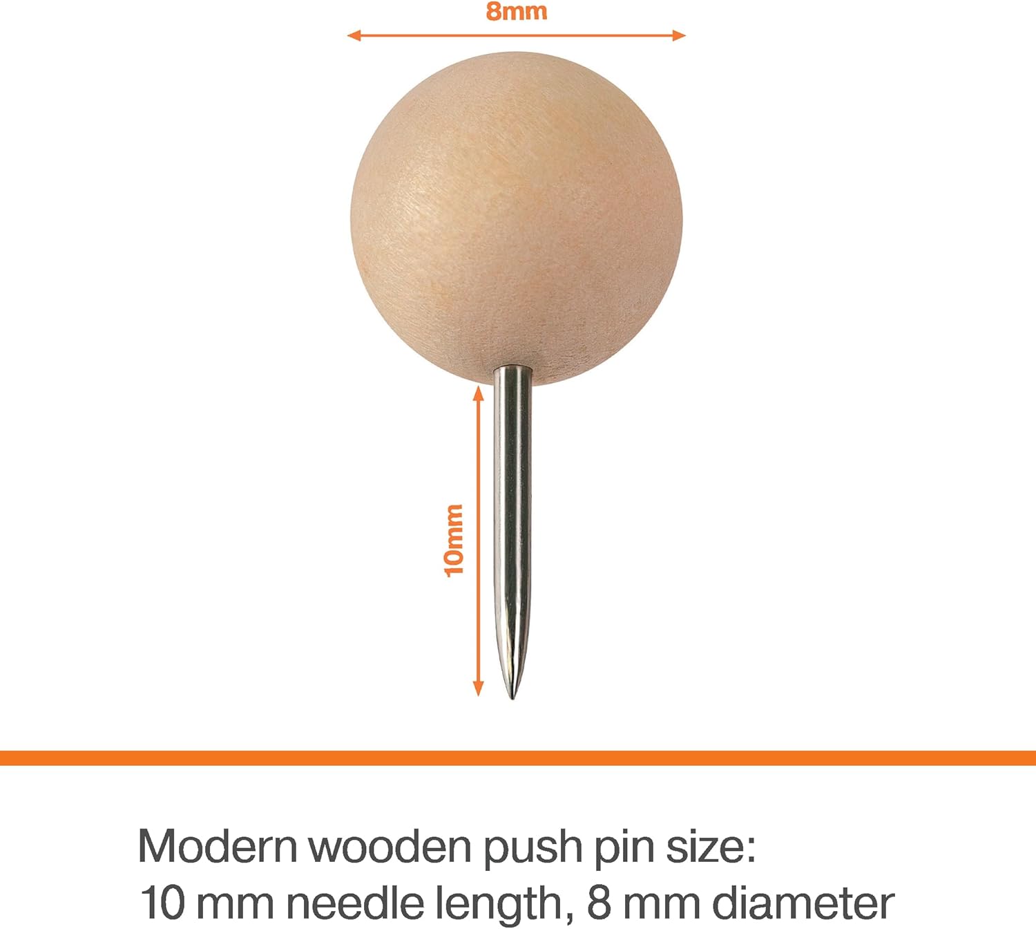 Nobo Wooden Push Pins for Notice Boards - Pack of 40, Reusable Storage Box, Ideal for Notes, Displays, and Reminders, 1915709
