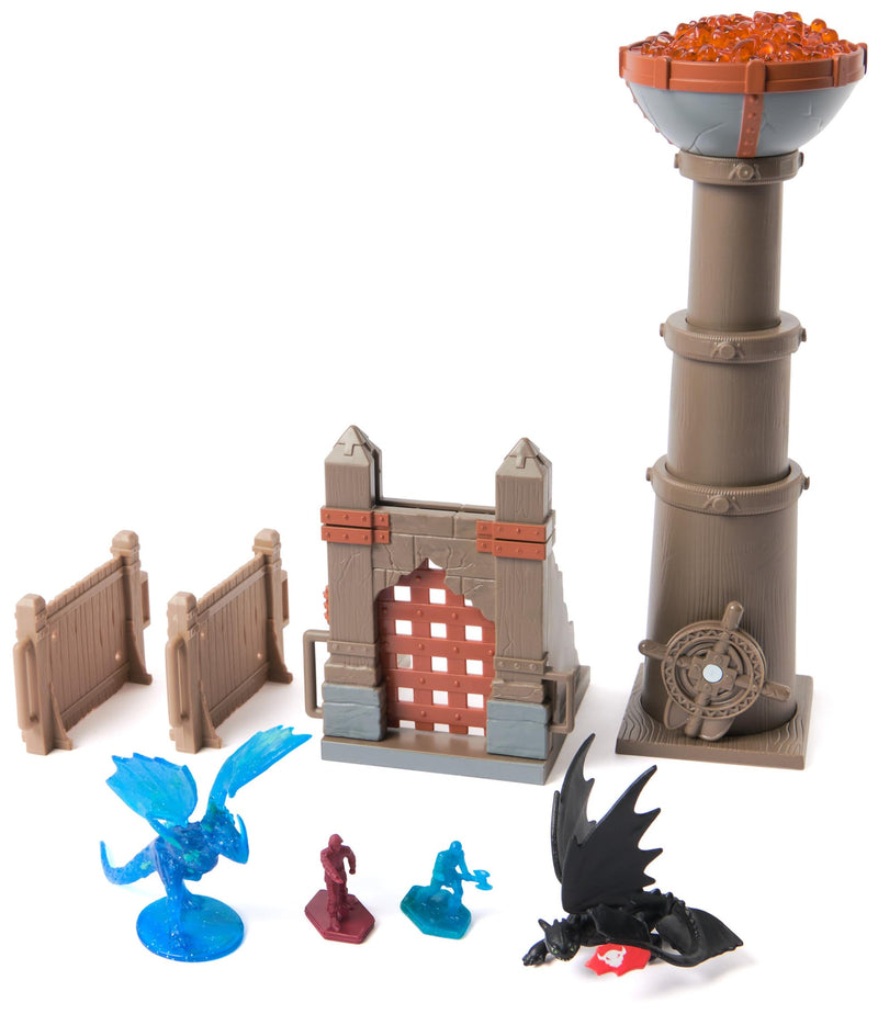 DreamWorks Dragons, Drachenzähmen leicht gemacht - Trial of Flame, Drachen-Arena Spielset, Feuerturm mit Drachen- und Wikingerfiguren, spannendes Abenteuer- und Rollenspiel für Kinder ab 4 Jahren