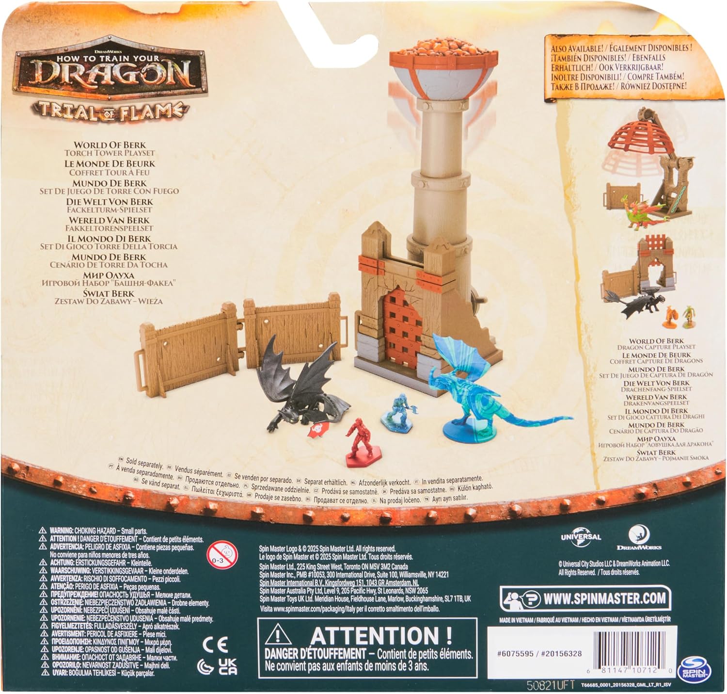 DreamWorks Dragons, Drachenzähmen leicht gemacht - Trial of Flame, Drachen-Arena Spielset, Feuerturm mit Drachen- und Wikingerfiguren, spannendes Abenteuer- und Rollenspiel für Kinder ab 4 Jahren