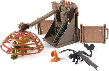 Dreamworks Dragons, Trial of Flame, World of Berk: Dragon Capture Playset, 2 Dragon Figures with 2 Viking Figures, Playset for Kids for Ages 4 and up