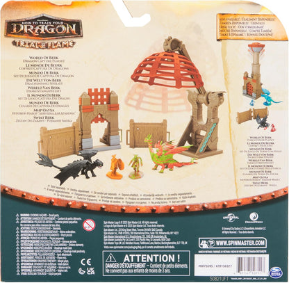 Dreamworks Dragons, Trial of Flame, World of Berk: Dragon Capture Playset, 2 Dragon Figures with 2 Viking Figures, Playset for Kids for Ages 4 and up
