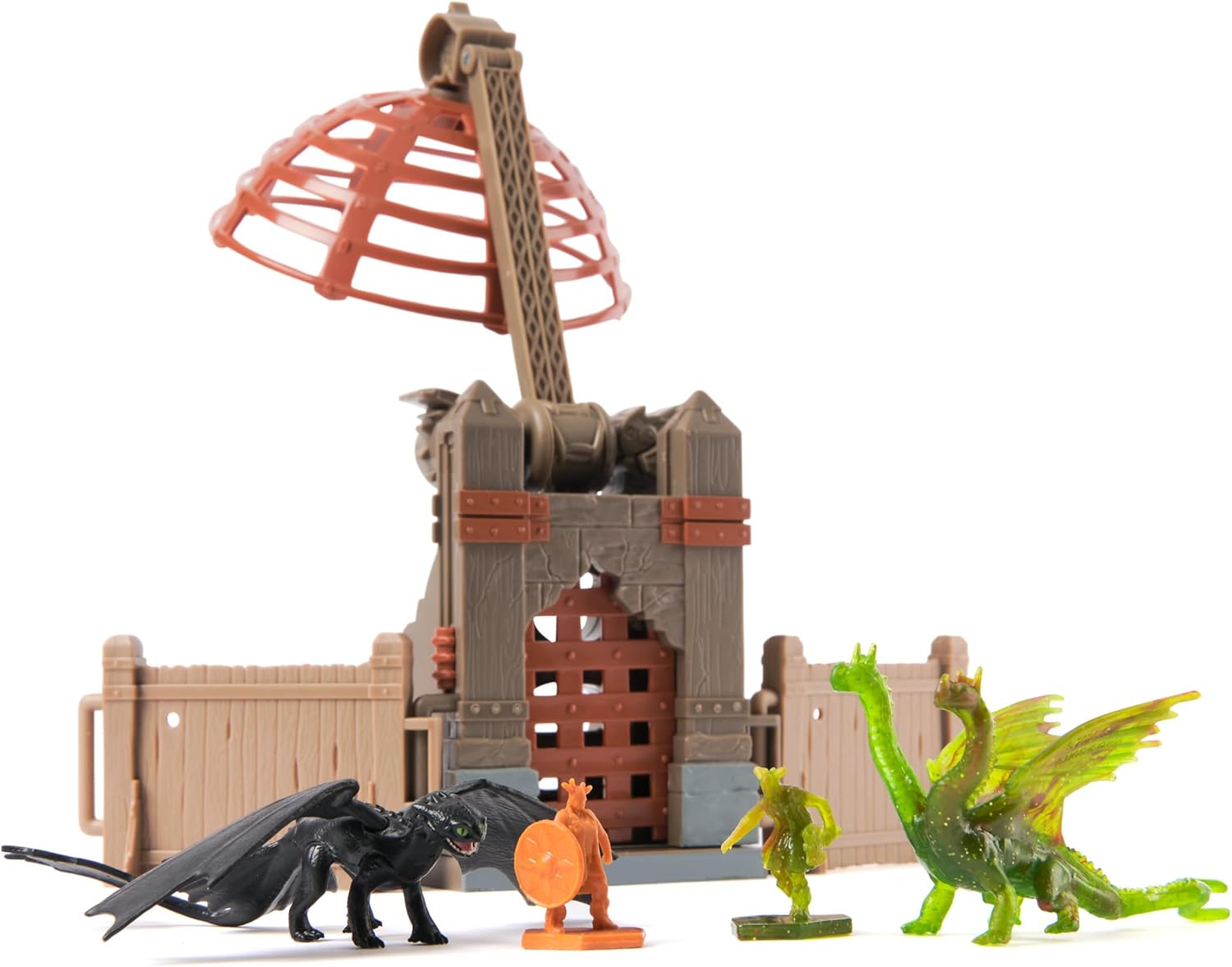 Dreamworks Dragons, Trial of Flame, World of Berk: Dragon Capture Playset, 2 Dragon Figures with 2 Viking Figures, Playset for Kids for Ages 4 and up
