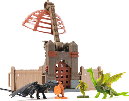 Dreamworks Dragons, Trial of Flame, World of Berk: Dragon Capture Playset, 2 Dragon Figures with 2 Viking Figures, Playset for Kids for Ages 4 and up