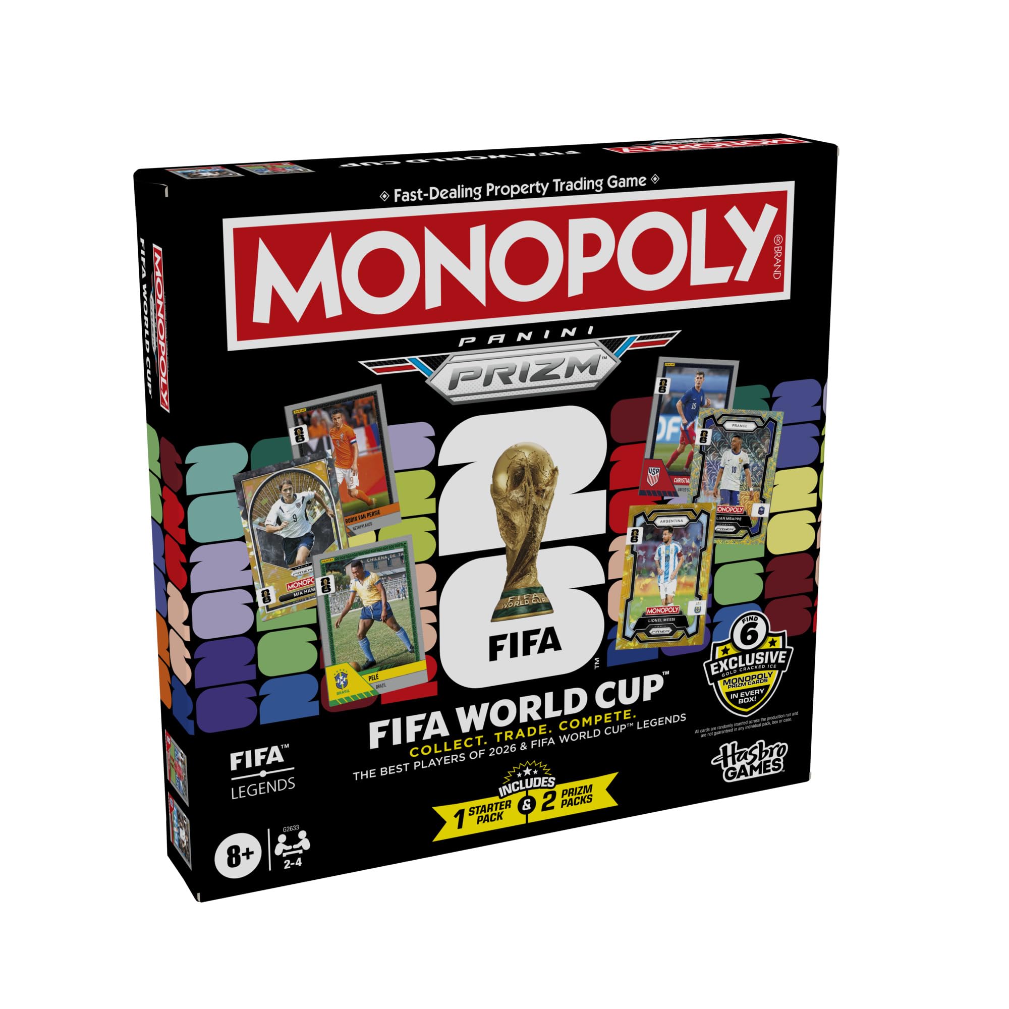 Monopoly Panini Prizm: FIFA World Cup Game I Football Board Game with Monopoly Panini Prizm FIFA World Cup 2026 Trading Cards I Ages 8+ - English Version Main Game