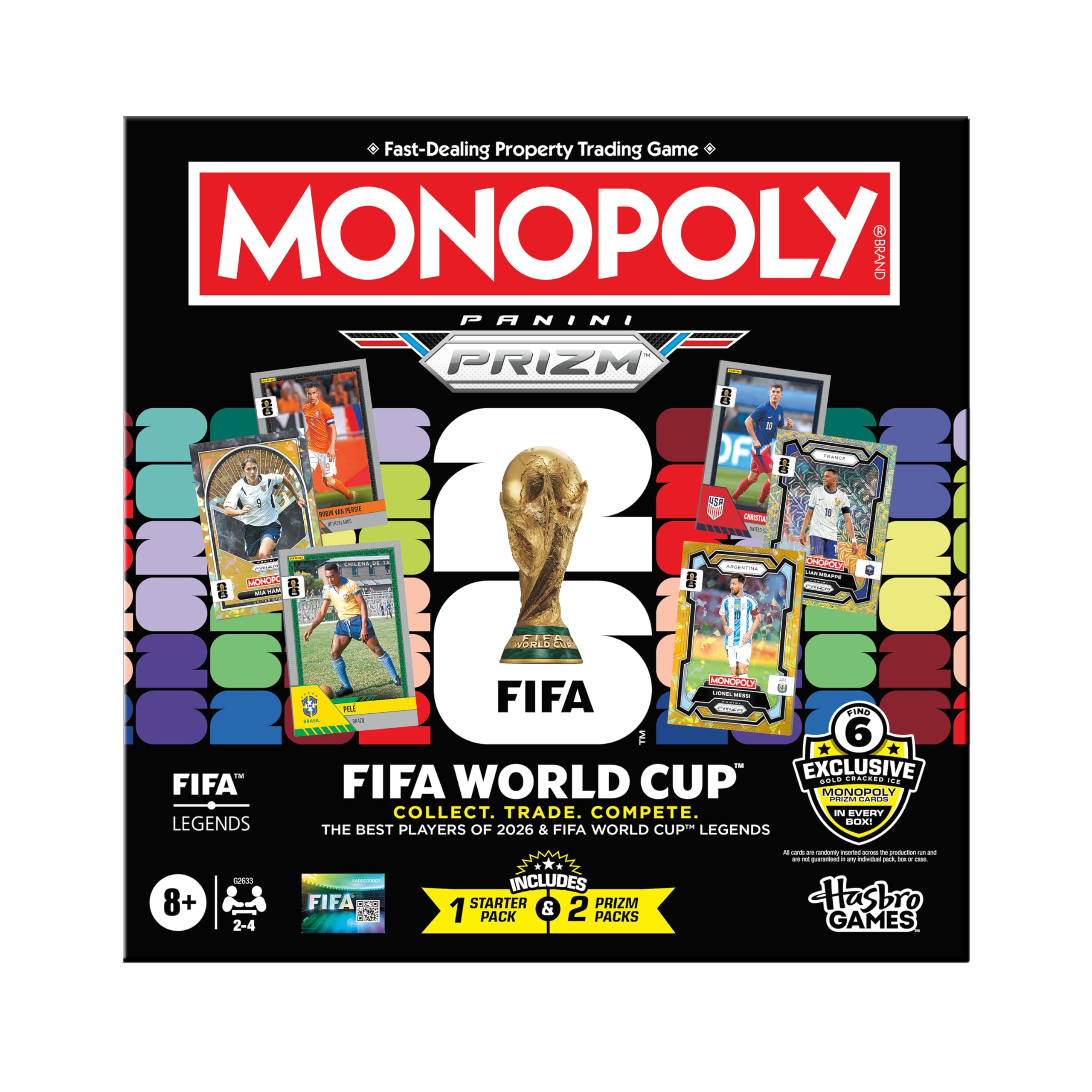 Monopoly Panini Prizm: FIFA World Cup Game I Football Board Game with Monopoly Panini Prizm FIFA World Cup 2026 Trading Cards I Ages 8+ - English Version Main Game