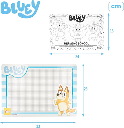 Lisciani - Bluey -École de Coloriation et de Dessin - Kit Créatif - 4 Tableaux Noirs et Autocollants - Prêt pour l’Aventure - À partir de 3 Ans - Fabriqué en Italie