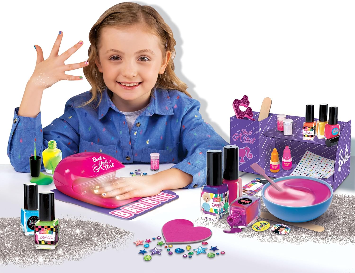 Lisciani - Barbie - Art des Ongles - Changement de Couleurs - Vernis à Créer - Jeu Créatif - Paillettes Scintillantes et Lumineuses - Pour Filles à Partir de 5 ans