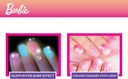 Lisciani - Barbie - Art des Ongles - Changement de Couleurs - Vernis à Créer - Jeu Créatif - Paillettes Scintillantes et Lumineuses - Pour Filles à Partir de 5 ans