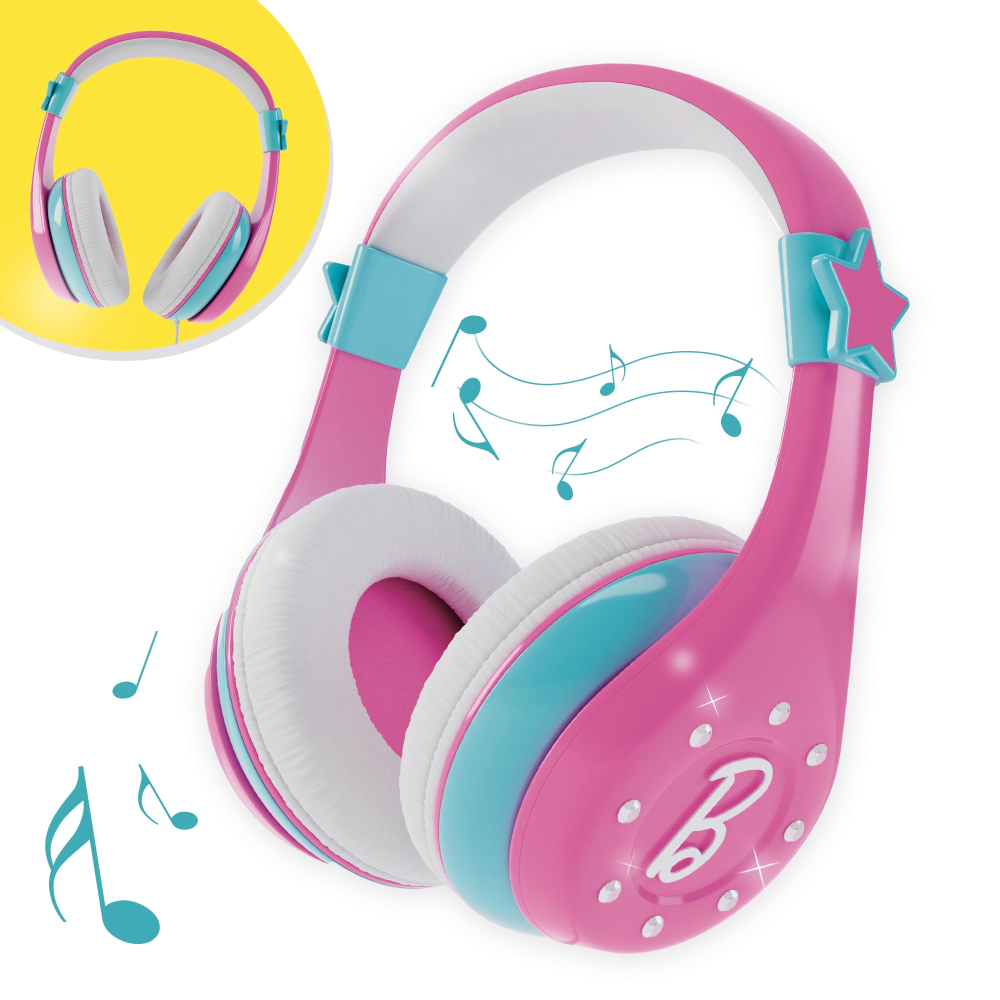 Lisciani - BARBIE Fashion Bluetooth Headphones - Audio Accessory for Children - Pink - Adjustable Comfort - Wireless Connection - For BARBIE Fans - Children aged 4 and upwards