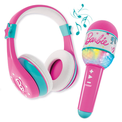 Lisciani - BARBIE Sound Your Style - Bluetooth Microphone with Speaker - Pink - Children's Karaoke Set - Music and Vocals - Smartphone Connectivity - Multicolour Light Effect - Children aged 4 and up