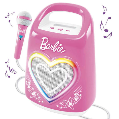 Lisciani - BARBIE Party Maker - Karaoke for Kids - Includes Microphone - Bluetooth Speaker - Includes Music - Smartphone Connectivity - Multicolour Light Effect - Music and Party - From 4 years old