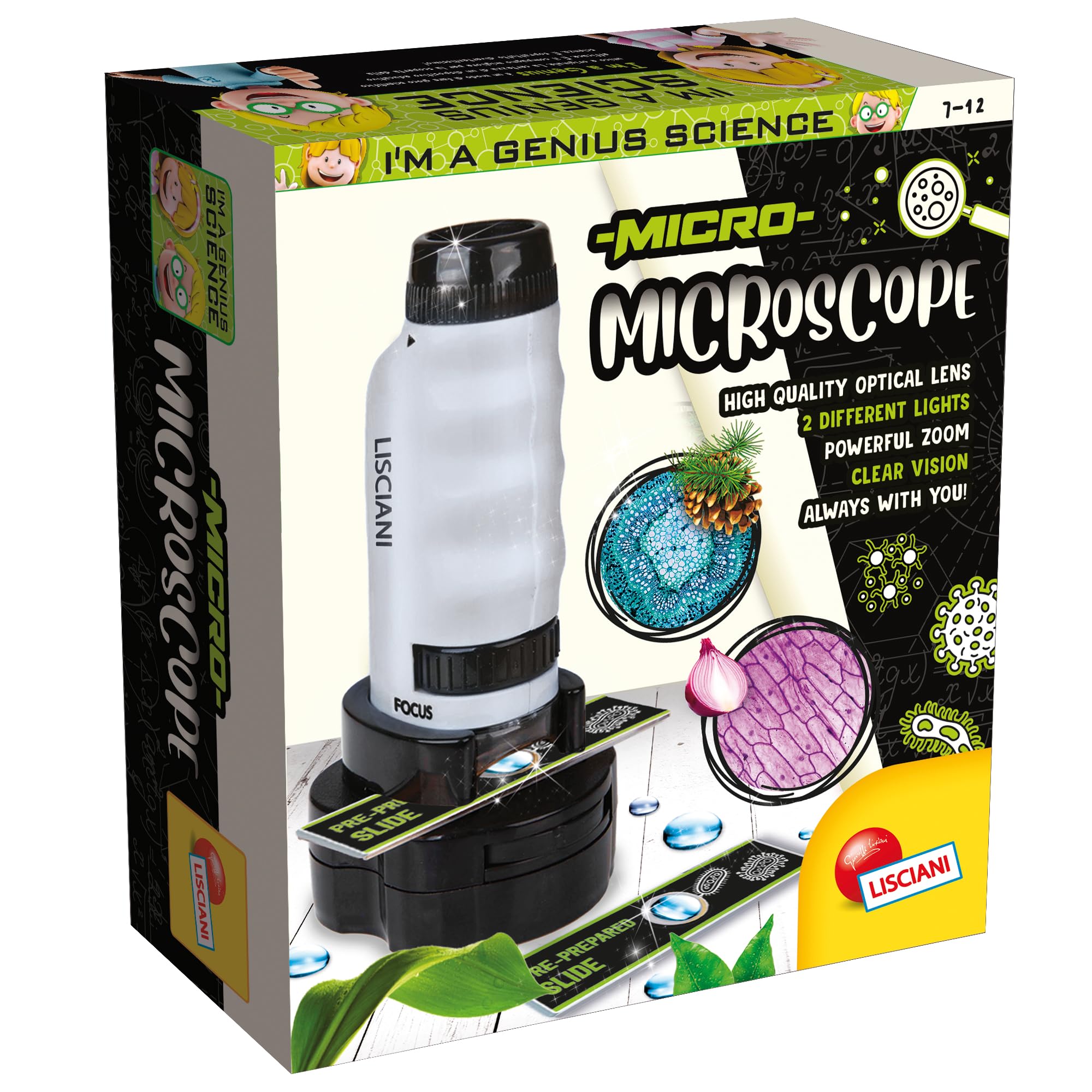 I'M A GENIUS Lisciani MICRO-MICROSCOPE- Discovery of the Micro World for Children From 7 Years Portable Microscope - Scientific Experiments for Children - Educational Kit