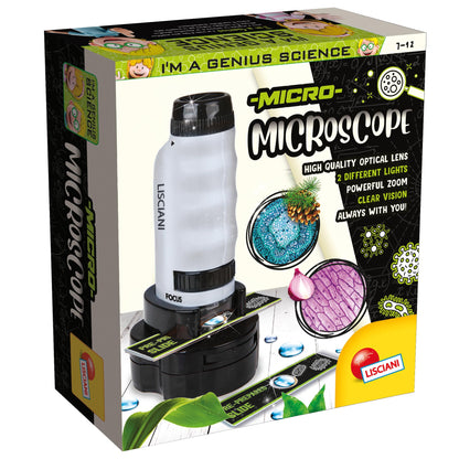 I'M A GENIUS Lisciani MICRO-MICROSCOPE- Discovery of the Micro World for Children From 7 Years Portable Microscope - Scientific Experiments for Children - Educational Kit