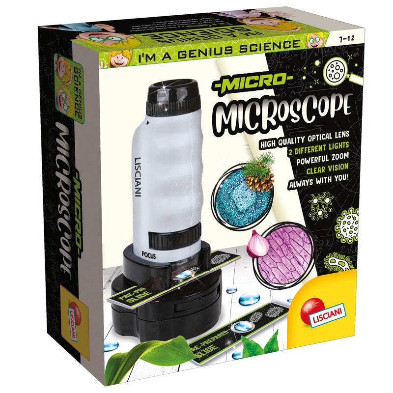 I'M A GENIUS Lisciani MICRO-MICROSCOPE- Discovery of the Micro World for Children From 7 Years Portable Microscope - Scientific Experiments for Children - Educational Kit