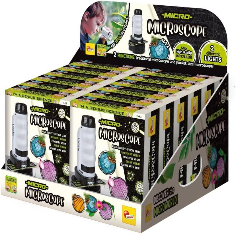 I'M A GENIUS Lisciani MICRO-MICROSCOPE- Discovery of the Micro World for Children From 7 Years Portable Microscope - Scientific Experiments for Children - Educational Kit