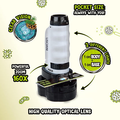 I'M A GENIUS Lisciani MICRO-MICROSCOPE- Discovery of the Micro World for Children From 7 Years Portable Microscope - Scientific Experiments for Children - Educational Kit