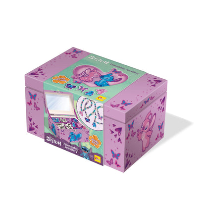 Lisciani - DISNEY STITCH - Friendship Jewellery Creation Kit with Jewellery Box - For children aged 7 and over - Stitch Necklaces and Bracelets Creation - With Pearls, Charms, Threads & Accessories