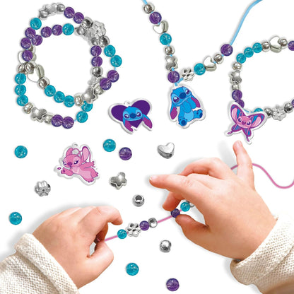 Lisciani - DISNEY STITCH - Friendship Jewellery Creation Kit with Jewellery Box - For children aged 7 and over - Stitch Necklaces and Bracelets Creation - With Pearls, Charms, Threads & Accessories