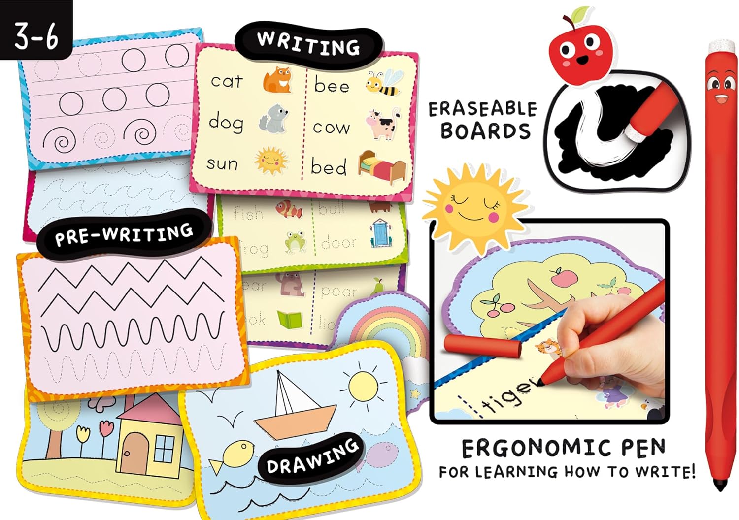 Lisciani - Montessori Writing School Pen for Kids Ages 3 to 6 - Educational Kit for Learning to Write - With Reusable Slates - Fine Motor Development Tool - Montessori-Inspired Learning