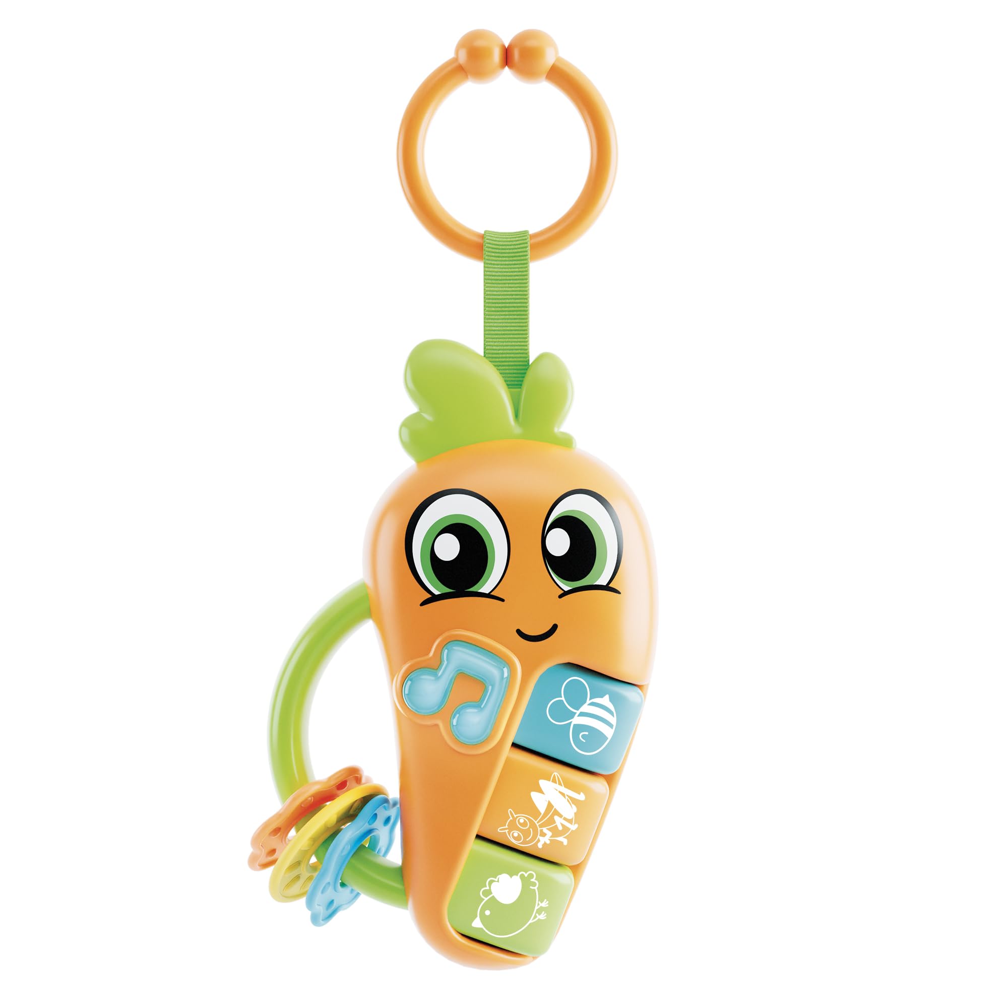 Lisciani - CAROTINA BABY - Carrot Baby Rattle - Musical Toy for Children from 3 Months - Sound and Light - Secure Teething Rings - Sensory Awakening - Electronic Rattle - Educational Baby Toy