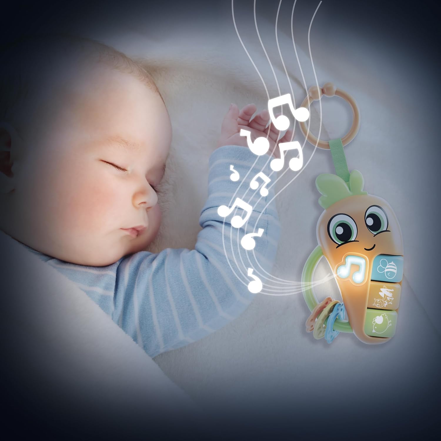 Lisciani - CAROTINA BABY - Carrot Baby Rattle - Musical Toy for Children from 3 Months - Sound and Light - Secure Teething Rings - Sensory Awakening - Electronic Rattle - Educational Baby Toy