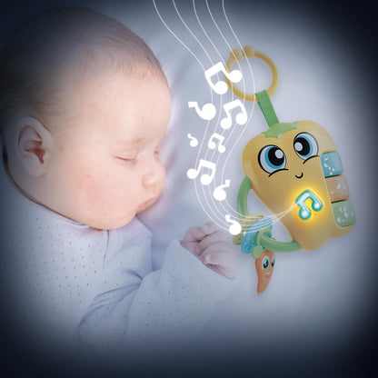Lisciani - CAROTINA Baby - Pepper Baby Rattle - Musical Toy for Children from 3 Months - Lights and Sounds - Secure Teething Rings - Electronic Rattle with Lullaby Function