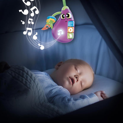 Lisciani - CAROTINA BABY - Aubergine Baby Rattle - Musical Toy for Children from 3 Months - Animal Sounds and Lights - Secure Teething Rings - Sensory Awakening - Educational Games for Babies