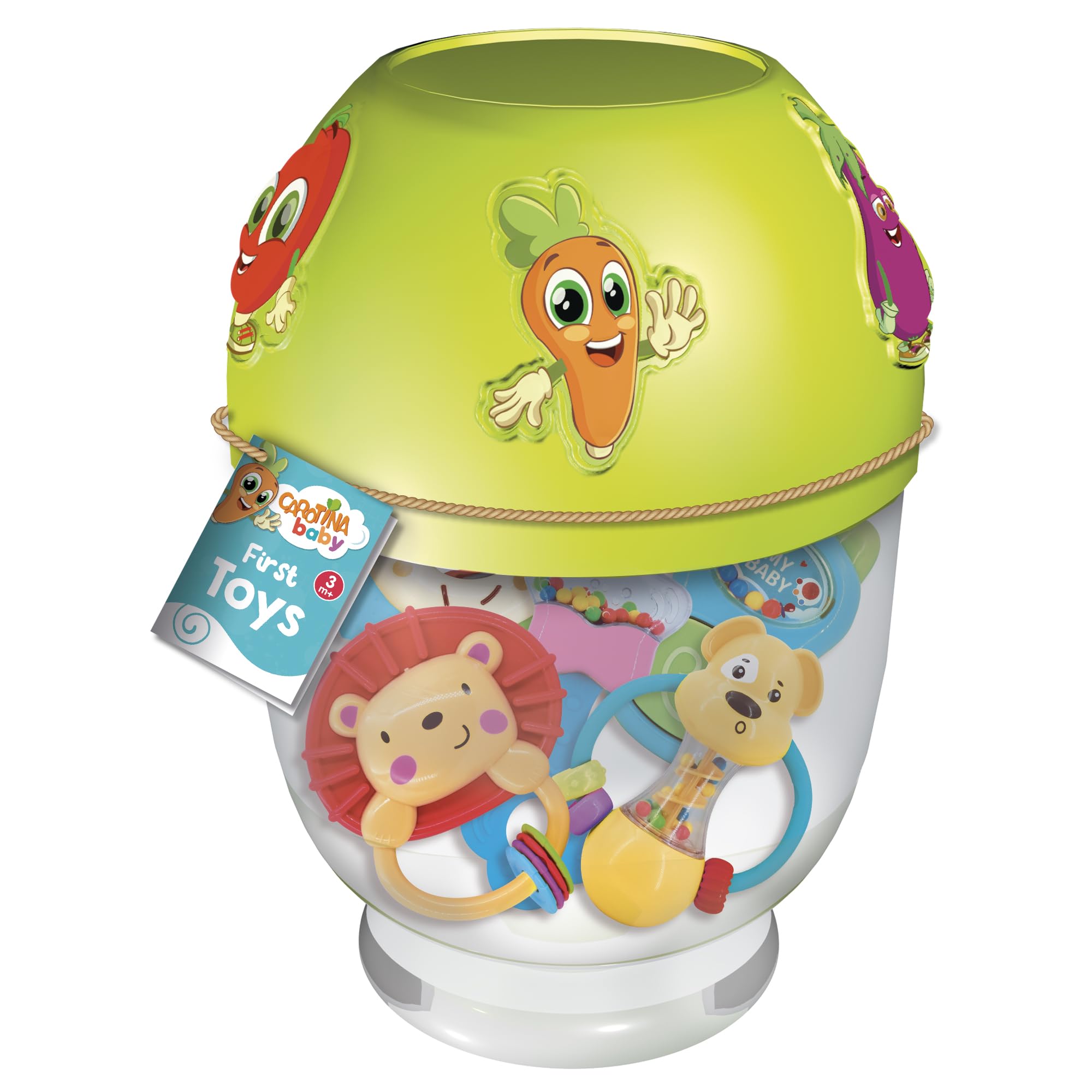 Lisciani - CAROTINA BABY - First Toys - Sensory Gift Set for Babies from 3 months - 5 Educational Toys: Rattles, Teething Rings, Sensory Development - Educational Game - Birth Gift Idea