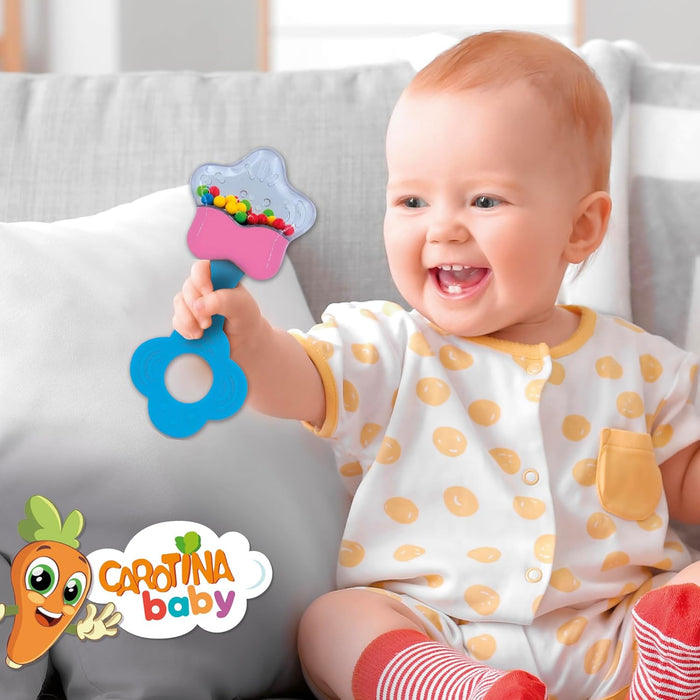 Lisciani - CAROTINA BABY - First Toys - Sensory Gift Set for Babies from 3 months - 5 Educational Toys: Rattles, Teething Rings, Sensory Development - Educational Game - Birth Gift Idea