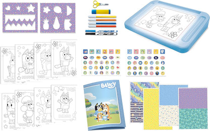 Lisciani - BLUEY Drawing School - Educational Drawing Kit for Children from 3 Years - A4 Light Table - Scented Felt Pens - Stencils, Stickers & Scissors - Manual and Creative Activity