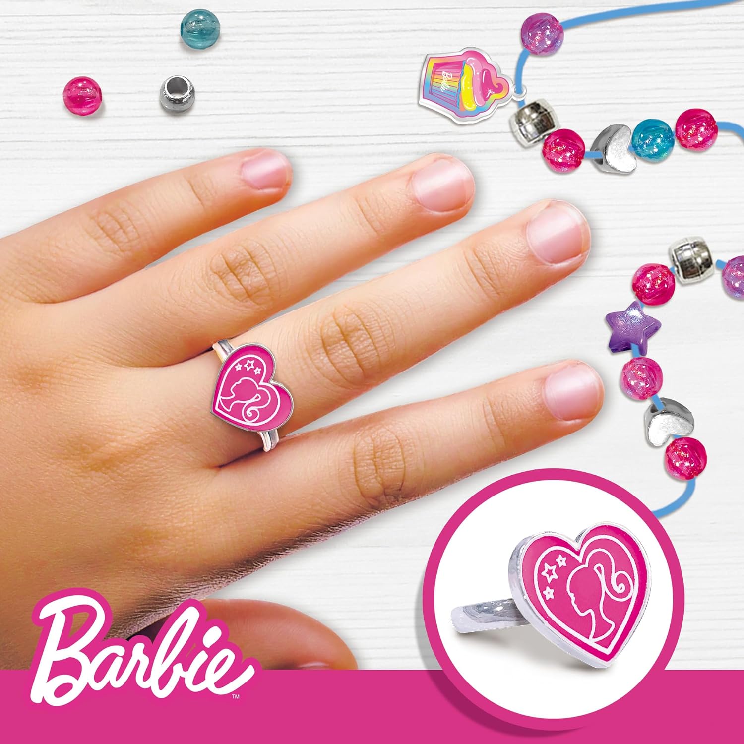 Lisciani - BARBIE - We Dream Together Jewellery Box - Jewellery Box to Create for Children From 5 Years - Activity Without Screen - Fine Motor Skills, Creativity and Storage - Beads and Charm Kit