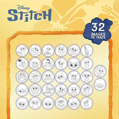 Lisciani - DISNEY STITCH - Projector Drawing School for Children aged 5 and over - LED Projector with 4 Discs - Creative Kit with Felt Pens, Stickers and Sheets - Manual Activity Without Screen