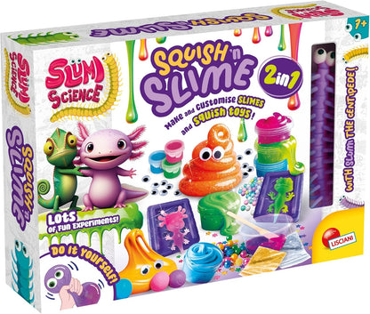 Lisciani - SLUMI SCIENCE – Squishy & Slime 2 in 1 – DIY Science Kit For Children Age 6+ – Creative Slime Set With Moulds & Decorations – Make Your Own Squishy Toy – Educational Sensory Activity Kit