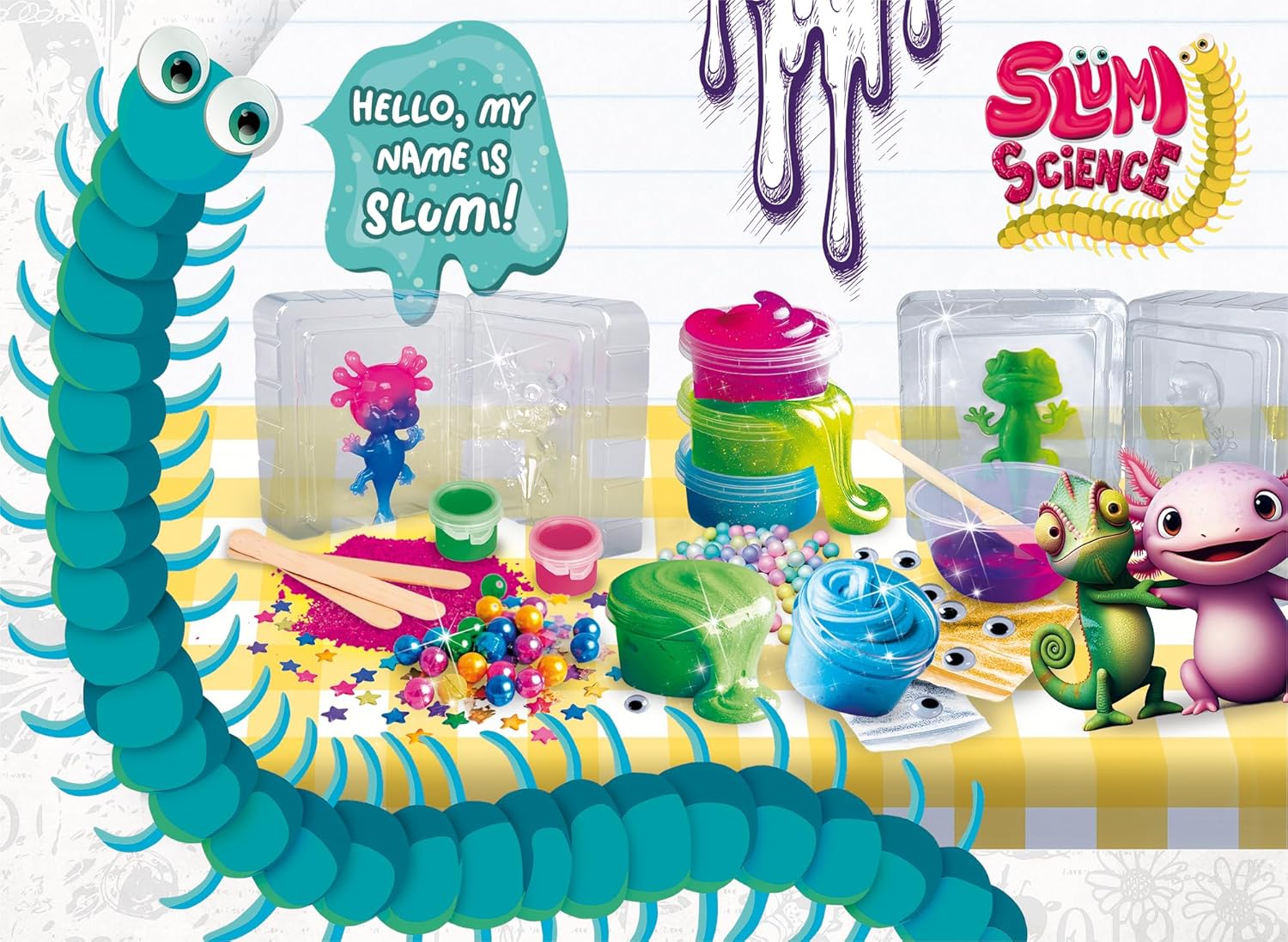 Lisciani - SLUMI SCIENCE – Squishy & Slime 2 in 1 – DIY Science Kit For Children Age 6+ – Creative Slime Set With Moulds & Decorations – Make Your Own Squishy Toy – Educational Sensory Activity Kit