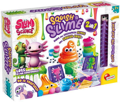 Lisciani - SLUMI SCIENCE – Squishy & Slime 2 in 1 – DIY Science Kit For Children Age 6+ – Creative Slime Set With Moulds & Decorations – Make Your Own Squishy Toy – Educational Sensory Activity Kit