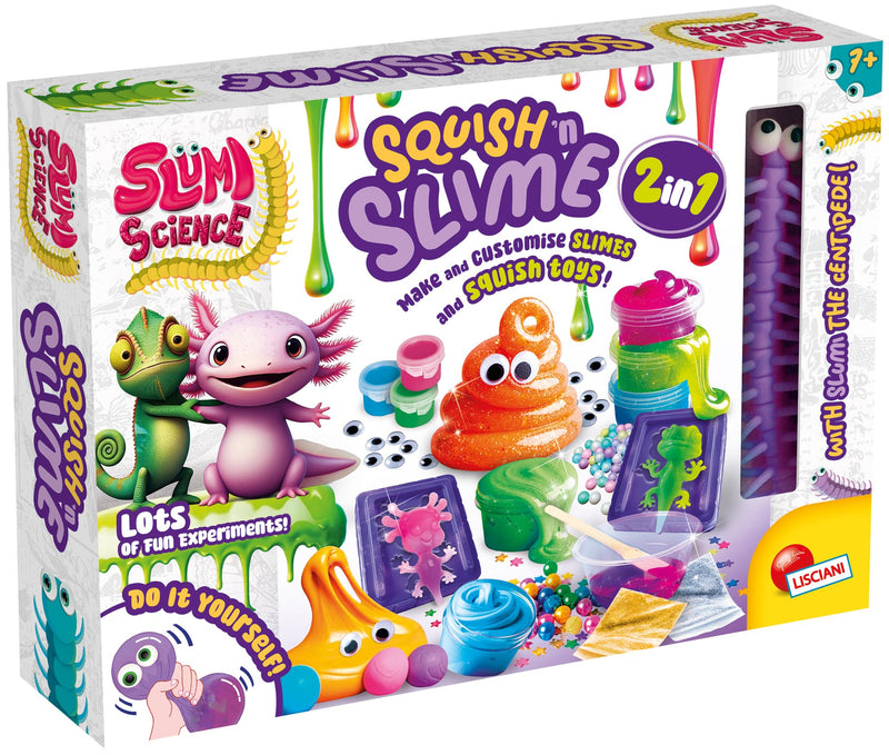 Lisciani - SLUMI SCIENCE – Squishy & Slime 2 in 1 – DIY Science Kit For Children Age 6+ – Creative Slime Set With Moulds & Decorations – Make Your Own Squishy Toy – Educational Sensory Activity Kit