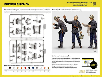Herrail HE82753 1/24 French Firefighter Figure, Set of 3, Plastic Model