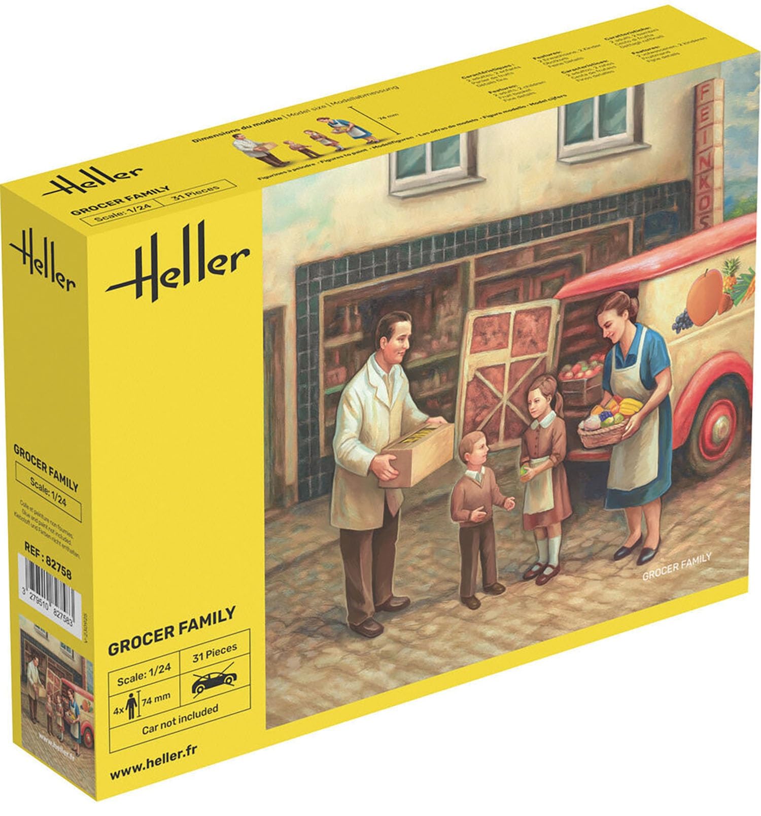 Eerel HE82758 1/24 City Mobile Sales Family 4 Figures, Plastic Model