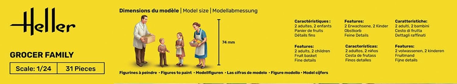 Eerel HE82758 1/24 City Mobile Sales Family 4 Figures, Plastic Model