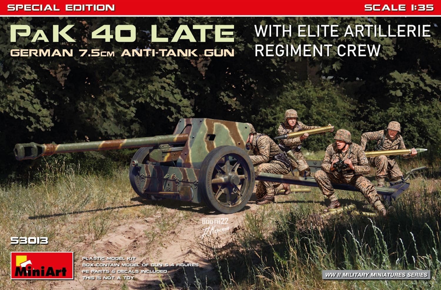 MiniArt - 1/35 German 7.5cm Pak 40 Late W/elite Artillerie Regiment Cr